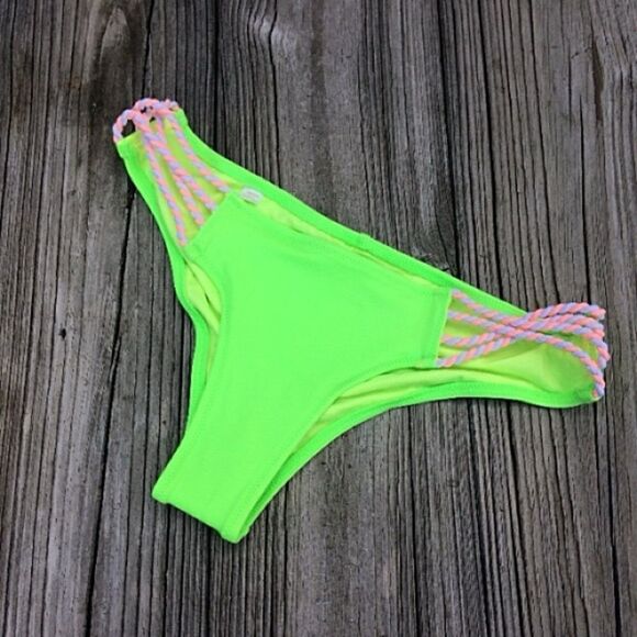Victoria's Secret Lime Kiwi Green Beach Sexy Swim Hipikini Bikini Bottom - Picture 4 of 9